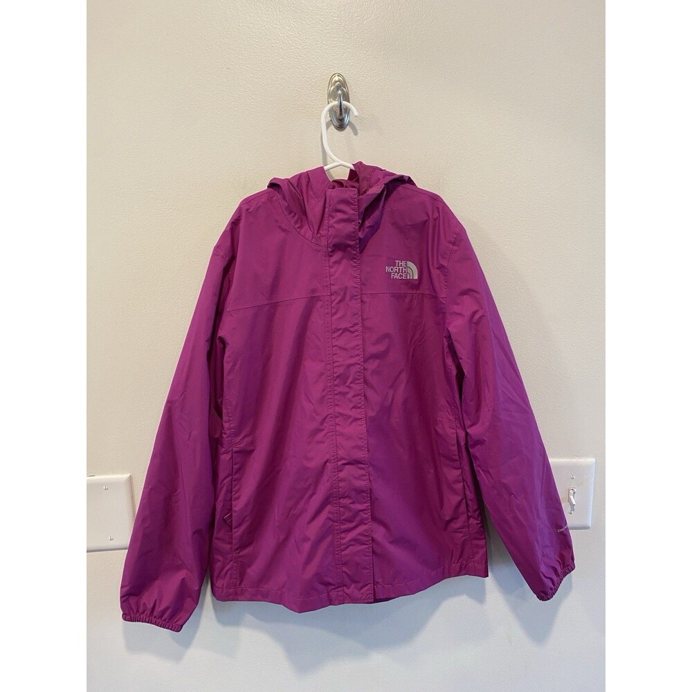 The North Face Girls Hooded Rain Jacket Sz 14/16 Waterproof Breathable Magenta